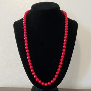 Vintage Monet NWT Hand Knotted Red Glass Beads Necklace 24"